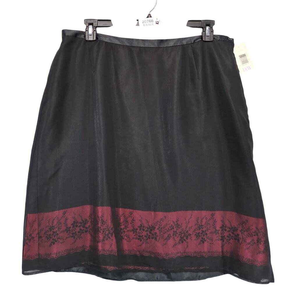 NWT First Issue Liz Claiborne Black Sheer Overlay Knee-Length Skirt Plus Sz 18W